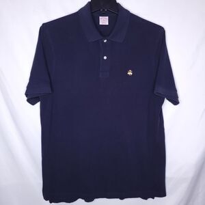 Brooks Brothers Polo Shirt Mens XL Navy Gold Sheep Performance